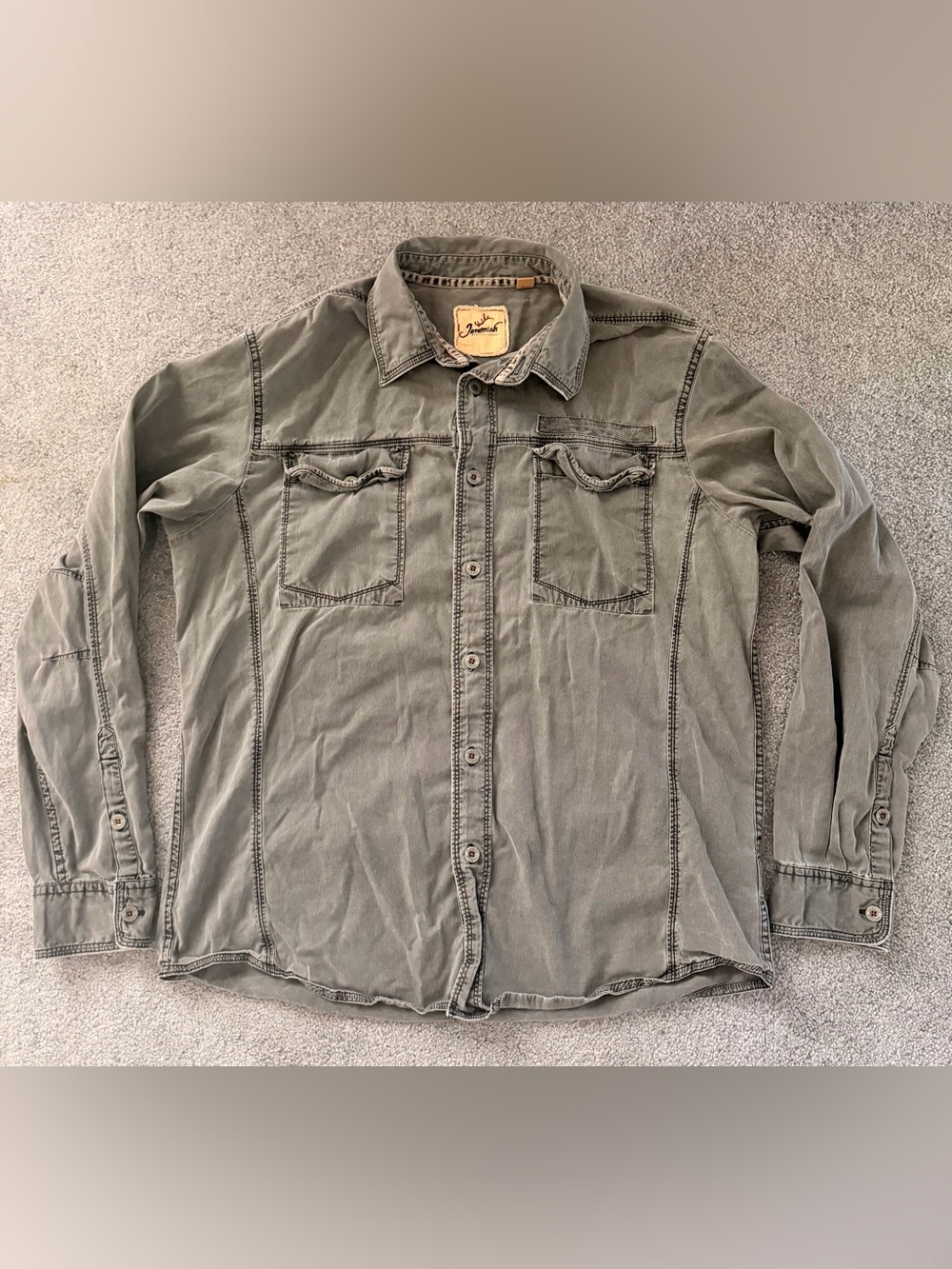 Jeremiah American Legacy Washed Gray Button-Up Shirt Men’s Large 100% Cotton